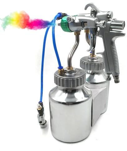 KVTUYC Pulvérisateur de peinture à double tête avec alimentation sous pression, machine de pulvérisation de peinture pneumatique, pour revêtement à base d'eau, pulvérisation sous pression interne