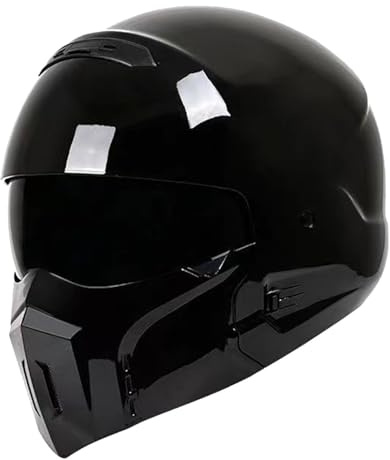 Caschi Integrale Da Moto Retrò Casco Scooter Integrali Con Visiera Elmetto Cross E Off-Road Approvato DOTECE Caschi Integrato Portatile Per Uomini Donne Fodera Removibile F,XXXXL:67-68CM