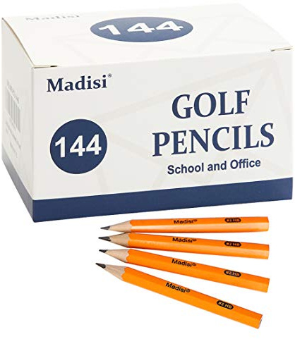 Madisi Golf #2 HB Half Pencils, 3.5 Mini Pre-Sharpened, 144 Count
