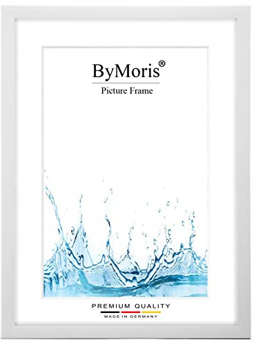 ByMoris Cornice per foto personalizzata 33 x 98 cm in Pino Bianco con vetro acrilico antiriflesso, poster puzzle ritratto cornici in legno