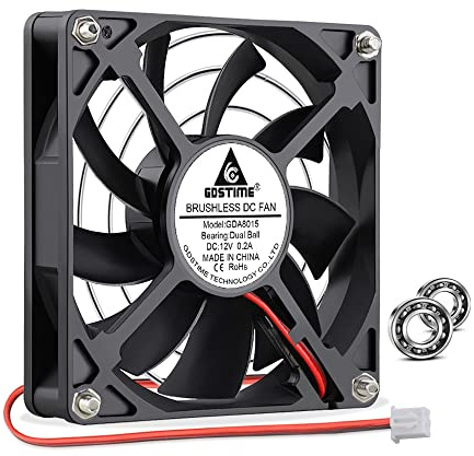 GDSTIME Ventilador de 80 mm, 80x15 mm, doble rodamiento de bolas, ventilador de refrigeración sin escobillas, caja de alta velocidad, enfriador de ventilador para ventilación de escape