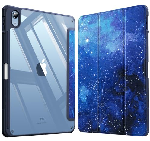 Fintie Hybrid Hülle für iPad (A16) 11 Generation 11 Zoll 2025, iPad 10 Generation 10.9 Zoll 2022 mit Stifthalter - Stoßfeste Schutzhülle mit transparenter Hartschale auf der Rückseite,Sternenhimmel