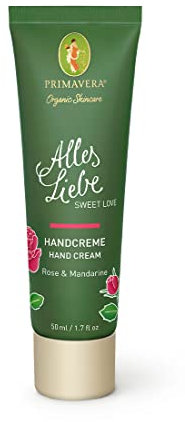 PRIMAVERA Alles Liebe Handcreme 50 ml – Naturkosmetik – Rosen, Mandarinen Duft - schützend, pflegend