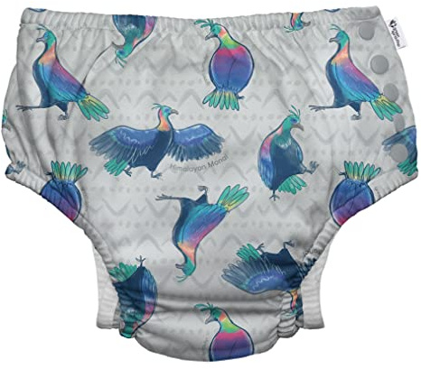 green sprouts - Eco snap Swim Diaper with Gussets - Grey Himalayan Monal - 3T (2-3 Years)