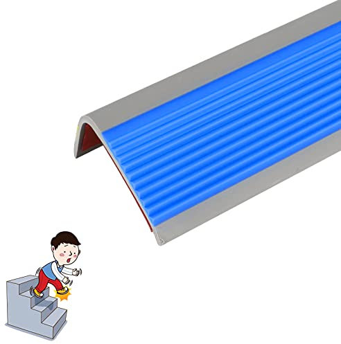 IGTOPS Perfil de borde de escalón, protección de bordes de escaleras de PVC, color azul, 1/4 m, forma de L