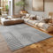 HomebyHome Kurzflor Teppich 300x400 (280x370 cm) Silber - Hoch-Tief 3D Effekt, Waschbar, Flauschig und Extra Weich - Skandinavisch Boho Muster für Wohnzimmer, Schlafzimmer und Esszimmer
