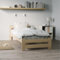 Holzbett 90x200 cm mit Lattenrost Modern Bett Bed Kiefer Massiv Bettgestell Einzelbett Massivholzbett Klassisch | Komfortabel & Langlebig | Skandinavisch Boho Landhaus Kopfteil mittel natur