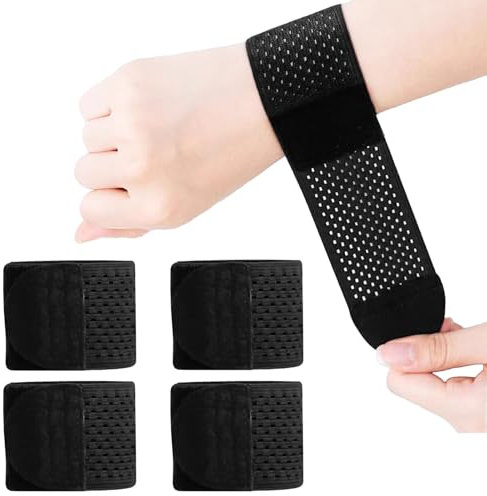DMNQ 4 StüCk Handgelenk Bandagen Handgelenkbandage Bandage Handgelenk Handbandage Handgelenk Bandage Atmungsaktiv Und Verstellbar,SchweißAbsorbierend Und Hautfreundlich,Lindert Schmerzen(Schwarz)