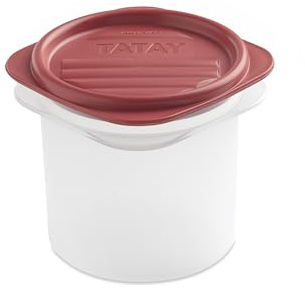 TATAY Frischhaltedose 0,3L Top Flex | Druckdeckel | Vorratsdosen mit Deckel Luftdicht | Geeignet für Mikrowelle, Spülmaschine, Kühlschrank, Gefrierfach | Kunststoff BPA-frei | 8,7x8,7x8,5 cm, Rot