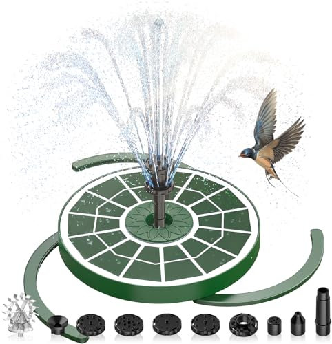 AISITIN Solarbrunnen für Draussen Verbessert, 3,5W Solar Schwimmender Fontäne Pumpe mit Verschiedene Sprüh Effekten, Solar Springbrunnen für Außen mit Dunkelgrün Glasscheibe für Garten,Teich,Vogelbad