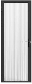 Vente-unique LOXTON - Bloque de puerta reversible de aluminio y vidrio templado texturizado - 204 x 83 cm - Negro