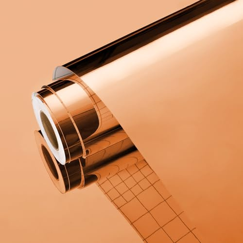 Yullpaper Rose Gold Wallpaper for Living Room Vinyl Wrap For Furniture Flexible Mirror Stickers Worktop Vinyl Covering Kitchen Wallpapers Rose Gold Mirror Sticky Wallpaper Wall Decor 40cm x 300cm