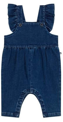 Petit Bateau Salopette bébé en jean élasthanne à volants et jambes longues