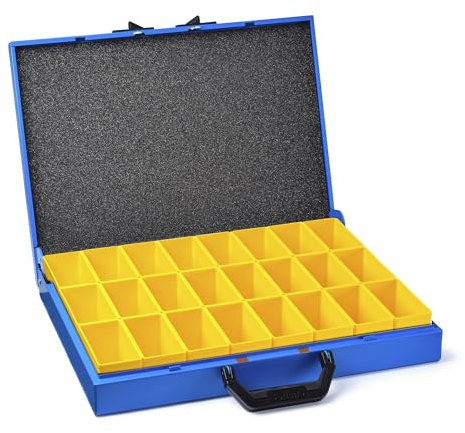 Metallkoffer KM 320 – Robuster Werkzeugkoffer aus Stahlblech, Sortimentskasten für Kleinteile, mit Schaumstoffeinsatz, für Fahrzeugeinrichtungen & WorkMo, ideal für Werkstatt & Transport (B3)