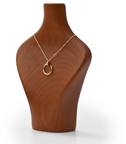 Oirlv Busto,Busto Legno,Porta Collane in Legno,Esposizione Gioielli,Espositore Per Ciondoli,Supporto Per Collane(Altezza 20,5 Cm)