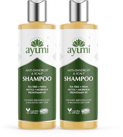 Ayumi Anti Dandruff Shampoo | Clarifying Shampoo for Oily Hair | NeemShampoo for Dandruff Treatment | Tea Tree Oil for Itchy Scalp | Anti-DandruffShampoo Men & Women |2x250 ml
