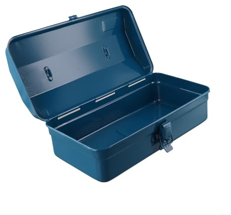 Cassetta portautensili portatile in metallo resistente con maniglia a rullo e chiusure di sicurezza per officina, garage e conservazione degli attrezzi domestici (28 x 16 x 12 cm)