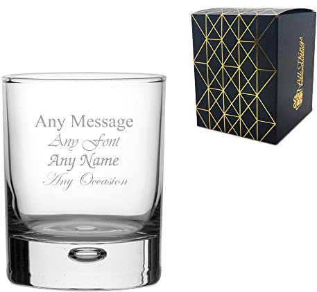 Personalised Engraved 8oz Bubble Base Whiskey Glass, Gift Boxed, Personalise with Any Name and Message, Perfect for Any Occasion