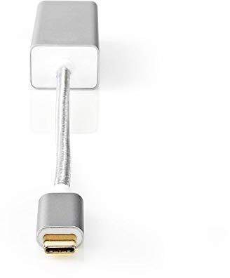 Nedis Adaptador USB | USB 3.2 Gen 1 | USB Type-C ™ Macho | RJ45 Hembra | Chapado en Oro | 0.20 m | Redondo | Nylon/Trenzado | Plata | Caja de Ventana
