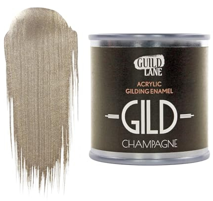 Guild Lane GILD Metallic Acrylic Enamel Paint - Champagne - For Wood, Metal, Glass, Furniture & Crafts - Water-Based, Non-Tarnish Finish - 125ml Tin - Made in Britain