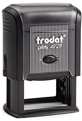 Trodat - Printy 4929 - Custom Stempel mit Wunschtext personalisieren, hier gleich online gestalten Gehäusefarbe schwarz – Adresstempel - Firmenstempel - mit Wunschtext - 50x30 mm - 8 Zeilen