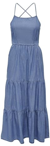 ONLY Onlrina SL Open Back Long DNM Dress Qyt Jeans Dress, Media Blu Denim, XS