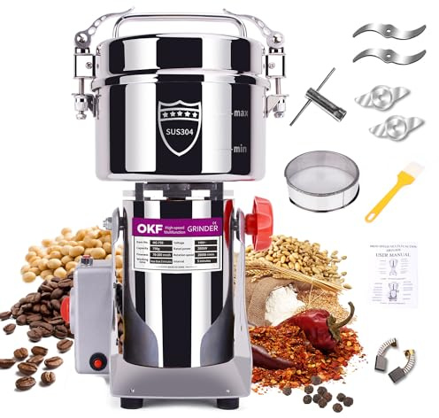 750g Grain Mill, 304 Stainless Steel Spice Grinder, 2800W High-speed Commercial Flour Mill, Superfine Flour Mill Grinder for Home, Grain Mill for Flour