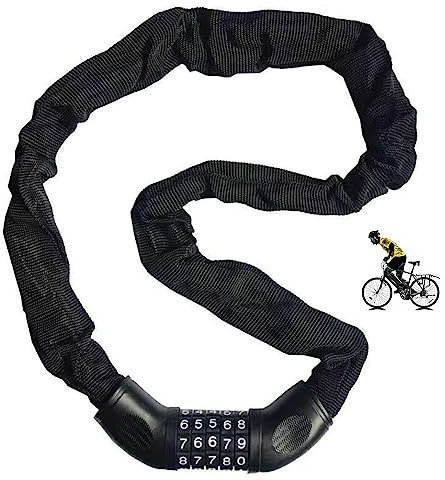 E-Bike Zahlenschloss 5 Stellig, Fahrradschloss mit Zahlen, Fahrradschloss mit Hoher Sicherheit, Robuster Schloss für Montainbike, Länge von 90 cm, für Motorräder, Fahrräder, Türen, Zäune