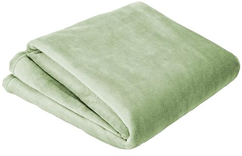 Olivia Rocco Flannel Fleece Throw Blanket Super Soft Warm Fluffy for Bed Sofa Couch Chair Lightweight and Cozy Solid Design, 130 x 150 cm Sage Green