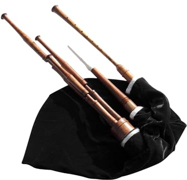 Piccole pipe scozzesi in legno di cobolo indiano, cornamusa per principianti, set iniziale con ance Chanter e custodia per il trasporto (soffiato a bocca)