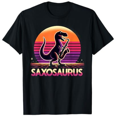 Dinosaure T-Rex Funny Saxophone Pun Mignon Jouant du Saxo T-Shirt