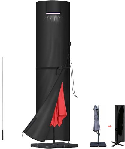 LAMUNI Copertura per Ombrellone da Giardino, 420D Oxford Copertura Ombrellone da Esterno Copriombrellone con Asta, Copri per Ombrellone Impermeabile Telo per Ombrellone da Spiaggia, 280x60/60cm