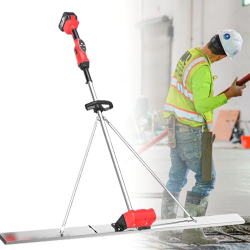 Utensile vibrante per finitura in calcestruzzo per massetto, con pannello in acciaio inossidabile da 150 cm e due batterie Kit vibrante per massetto in calcestruzzo con motore elettrico senza spazzole