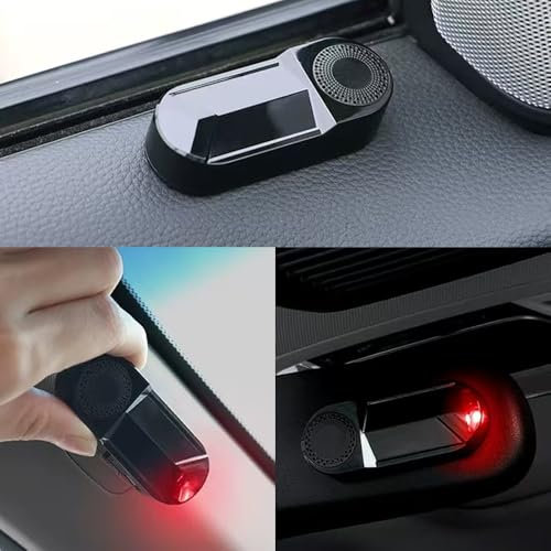 Solar-Powered Fake Car Alarm Flashing Light - Dummy Alarm Box with Red LED, Intelligent Sensor, USB Backup, Enhances Van Security- Anti-Theft Measures, Solar Power Simulated Car Alarm LED Light
