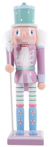 Gatuida Wooden Christmas Nutcracker Soldier: 25cm Figures Soldier Nutcracker Puppet Traditional Xmas Nutcracker Tabletop Festival Decoration, Purple