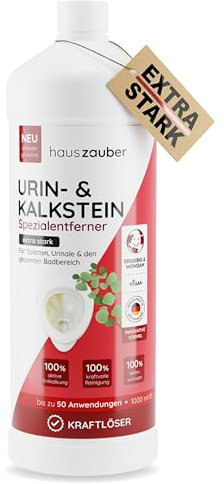 hauszauber® - Urinsteinentferner [EXTRA STARK] 1000 ml - inkl. Schrägdüse - Löst Urin, Kalkstein und Schmutz - Ergiebiger und starker Profi WC-Reiniger mit Frischeduft