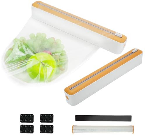 MAOMUN 3 Porta Pellicola e Alluminio Set, Ricaricabile Taglia Pellicola Da Cucina Porta Pellicola con Taglierina, Porta Rotoli Alluminio e Pellicola Porta Buste Plastica Cucina per Cucina Ristorante