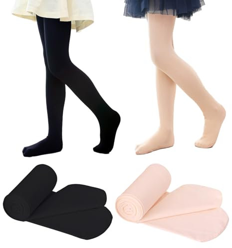 HTTDSLF Strumpfhose, 4Pcs Strumpfhose Mädchen, Ballettstrumpfhose Strumpfhosen, Ballettstrumpfhose Mädchen, Strumpfhose Kinder, Ballett Strumpfhose Mädchen, Elastisch Atmungsaktiv, Mädchen 9–12 Jahren