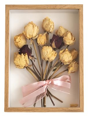 Pasdrucn 3D bildram för fyllning 30 x 40 cm, 3D bildram djup trä objektram, djup bildram för fyllning (produkten innehåller inte torkade blommor) (original träfärg)