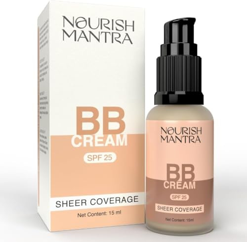 Nourish Mantra BB Cream with SPF 25 | Best For No-Makeup-Makeup Look | Enriched with Niacinamide & Aloe Vera | Suits All Skin Types | For Women | 15 ml