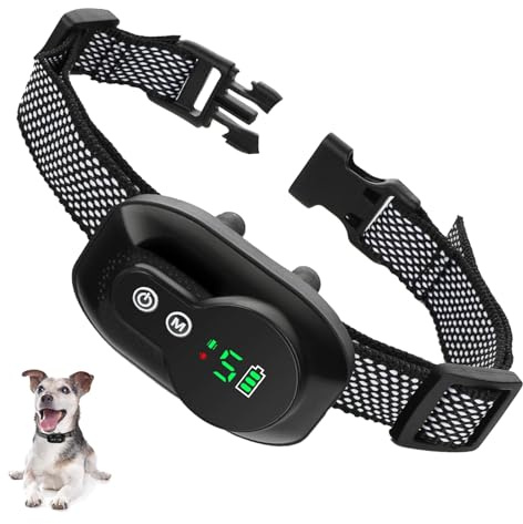 Collare Antiabbaio per Cani - IP67 impermeabile Collare Intelligente Ricaricabile con Vibrazioni Sicure/Rafforzare Vibrazioni e Suoni Innocua Collare Addestramento per Cane Piccolo/Medio/Grande