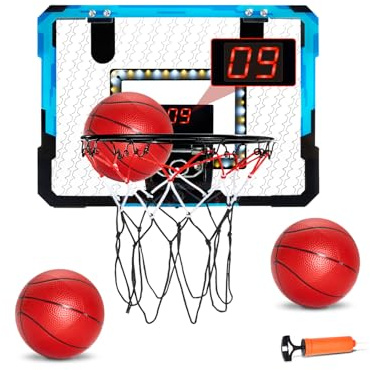 VEVOR Basketkorg inomhusset, mini basketkorg med elektronisk resultattavla, punkträknare och musikföljeslagare, LED-ljus, perfekt för inomhusbruk för barn från 3 år