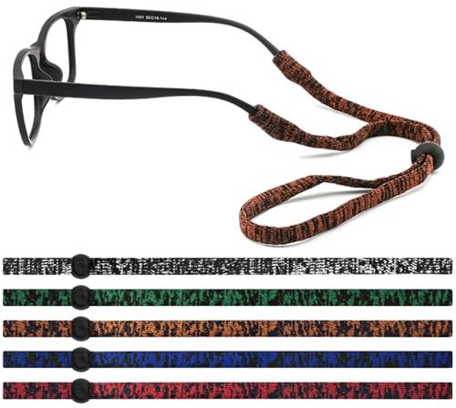 Qufiiry 5 Pezzi Cinturino Per Occhiali Sportivi Regolabile, Catena Occhiali da Sole, Cordino Regolabile per Occhiali, Cordino per Occhiali Antiscivolo per Donne Uomini Bambini(Multicolore)