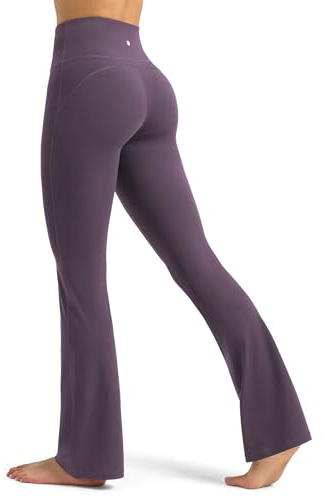 WILLIT Flared Leggings Damen Yogahose Hohe Taille Schlaghose Bootcut Sporthose Blickdicht Leggins Bootleg Arbeitshose 81cm Dunkellila S