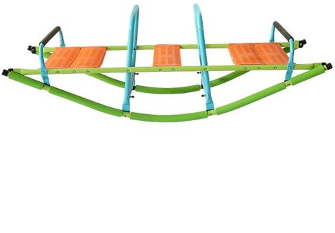 RVUEM Wippe, Kinderwippe, Metall Schaukelwippe, SpielgeräT FüR Kinder Im Freien, Blau GrüNes Stahlrohr, Kunststoffsitz, FüR Kleinkinder, Jungen Und MäDchen Im Alter Von 3–7 Jahren