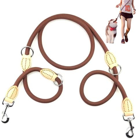 YUPZAR 1 Pezzi Guinzaglio regolabile per cani in nylon, con 2 moschettoni, guinzaglio addestramento per cani di taglia media e grande(2.1m,Colore Caffè)