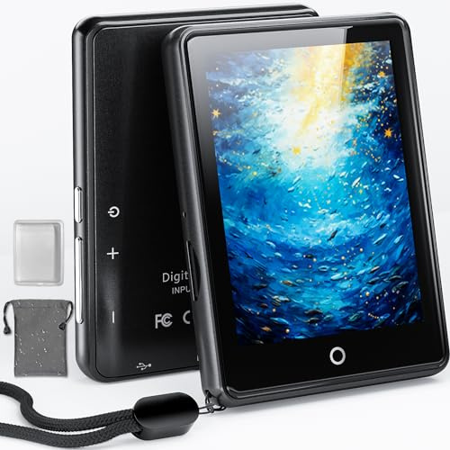 Lettore MP3 da 64 GB, Bluetooth 5.3, touchscreen da 2,8 pollici, alloggiamento in zinco, suono HiFi e altoparlante, durata della batteria 48 ore, rumore bianco (18 suoni), con cuffie e custodia, 128