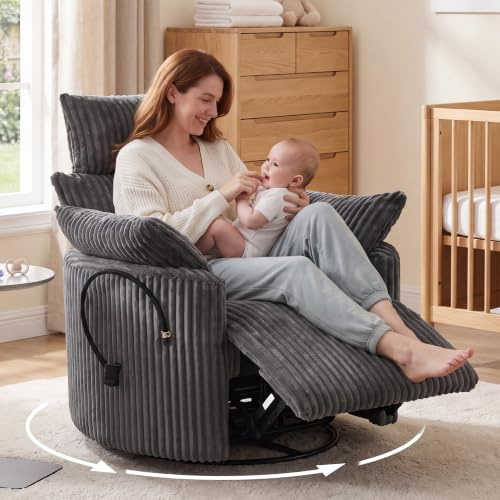 DEKKETO Fauteuil Relax Pivotant 360°, Inclinable & Basculant, Gris