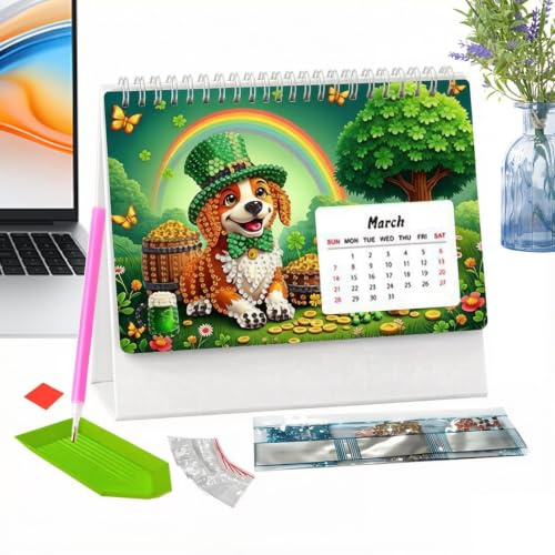 2027 Skrivbordskalender - Rhinestone Animal DIY Planner, Dekorativ 12-månaders hantverkskalender, Barn Vuxen Study Room Skrivbordsarrangör | Handgjord konstgåva Skoldekoration Barn Vuxna Klassr