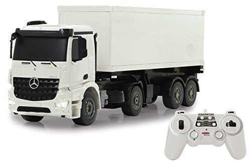 JAMARA 405148 LKW Mercedes Benz Arocs 1: 20 2, 4G-2 Geschwindigkeiten, ca. 6 km/H, bis zu 30 min. Fahrspaß, Auflieger Per Fernsteuerung An-& Abkoppelbar, Container abnehmbar, Türen Öffnen